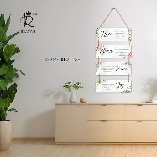 AR Creative Hope, Grace, Peace, Joy - Bible Verse Wall Hanging For Home Decoration, Bible Quotes MDF Wooden Wall Art, Bible Verse, Home, Office Decor, Wall Wood Hanger (15 inch x 11 inch) - Image 4