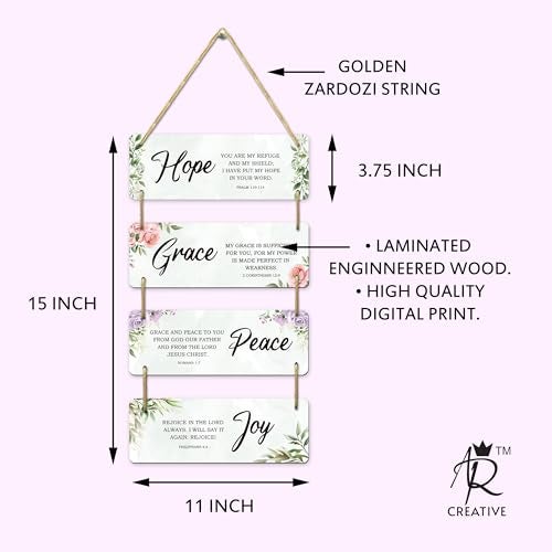 AR Creative Hope, Grace, Peace, Joy - Bible Verse Wall Hanging For Home Decoration, Bible Quotes MDF Wooden Wall Art, Bible Verse, Home, Office Decor, Wall Wood Hanger (15 inch x 11 inch) - Image 5