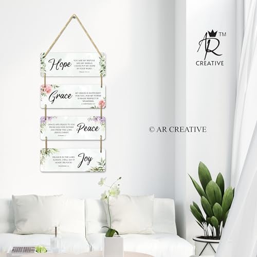 AR Creative Hope, Grace, Peace, Joy - Bible Verse Wall Hanging For Home Decoration, Bible Quotes MDF Wooden Wall Art, Bible Verse, Home, Office Decor, Wall Wood Hanger (15 inch x 11 inch) - Image 2