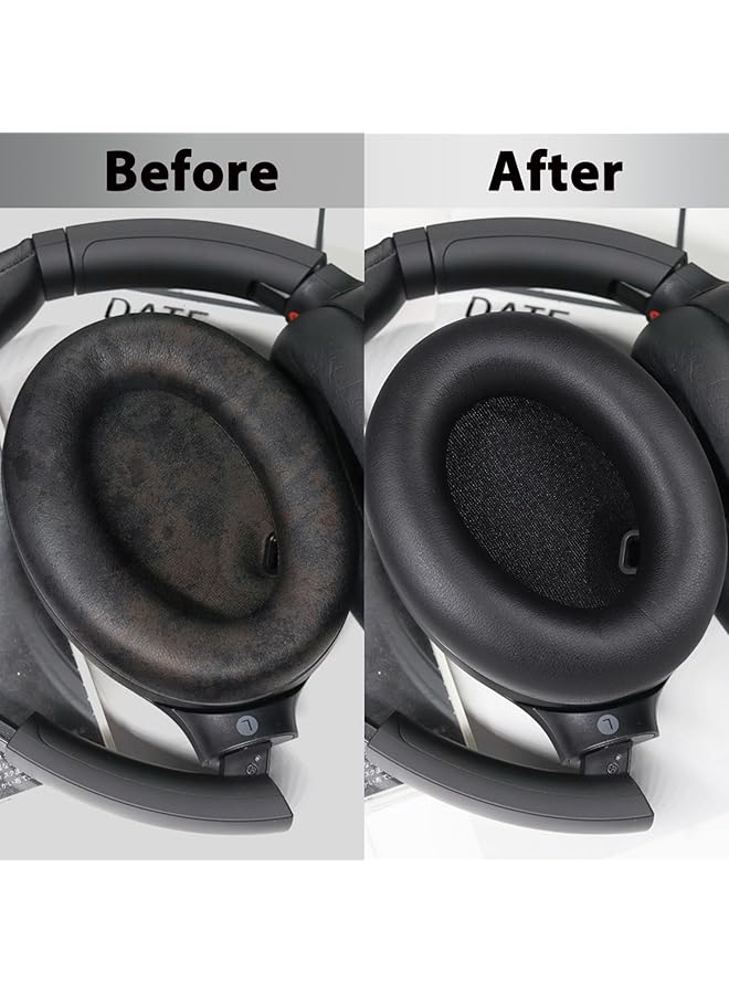 إيروريكس وسائد أذن بديلة Wh 1000Xm4 من الجلد البروتيني لسماعات Sony Wh 1000Xm4 Wh1000Xm4 المزودة بخاصية إلغاء الضوضاء مع رغوة الذاكرة عالية الكثافة دون التأثير على المستشعر باللون الأسود - Image 4