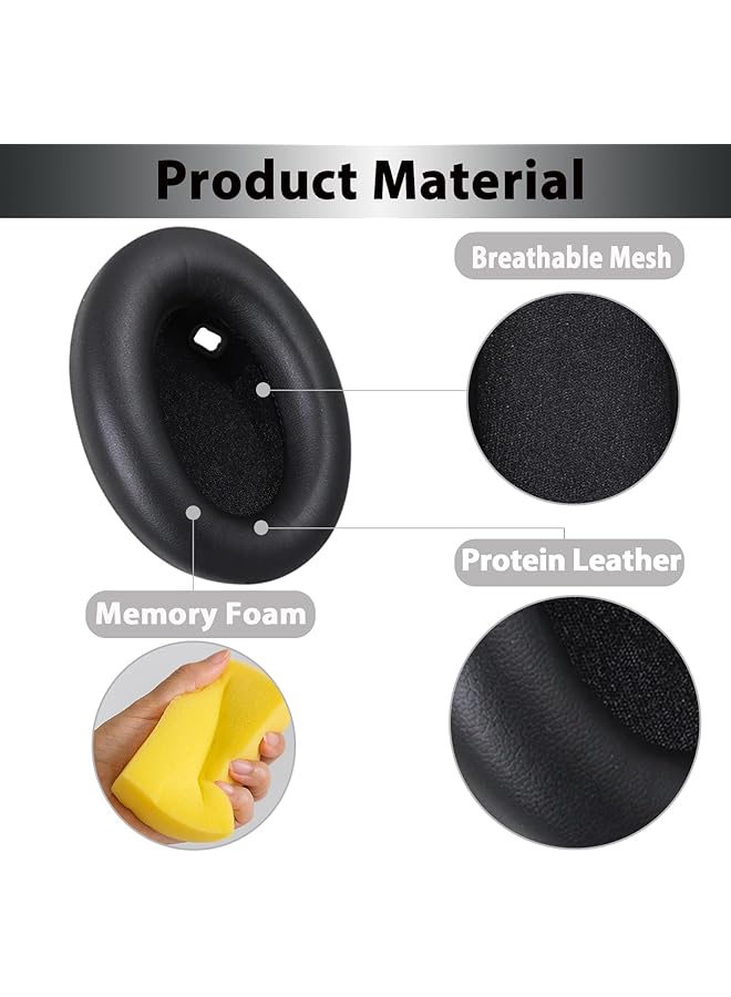 إيروريكس وسائد أذن بديلة Wh 1000Xm4 من الجلد البروتيني لسماعات Sony Wh 1000Xm4 Wh1000Xm4 المزودة بخاصية إلغاء الضوضاء مع رغوة الذاكرة عالية الكثافة دون التأثير على المستشعر باللون الأسود - Image 3
