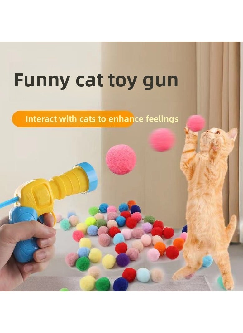 Must - have! Cat Plush Ball Launcher & Silent Bouncing Ball - Interactive and Self - entertaining Toy for Cats