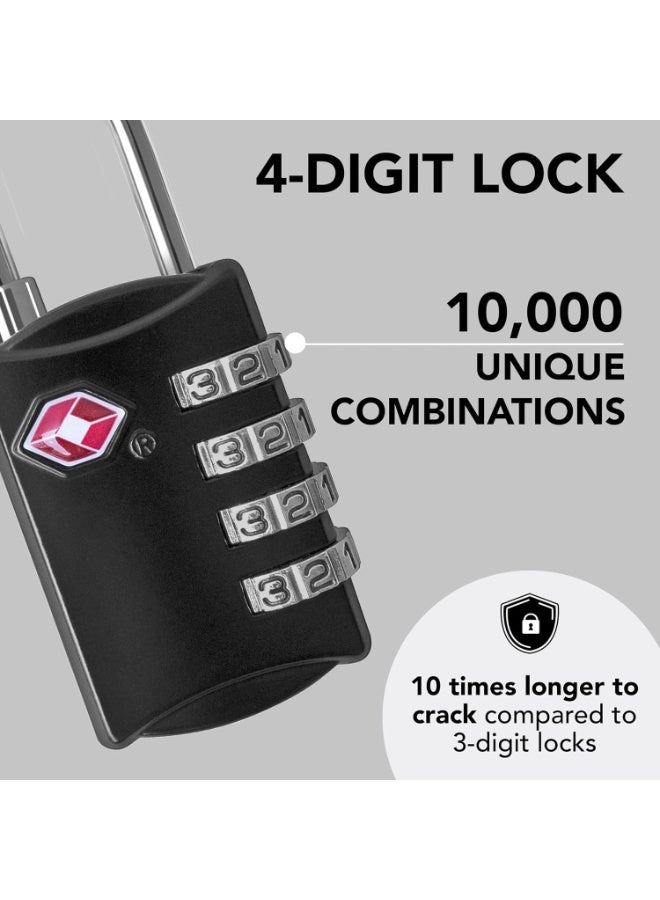 2pcs - Zinc Alloy Combination Padlock For Luggage, 4-Digit Combination Steel Tsa Luggage Lock - Black - Image 5