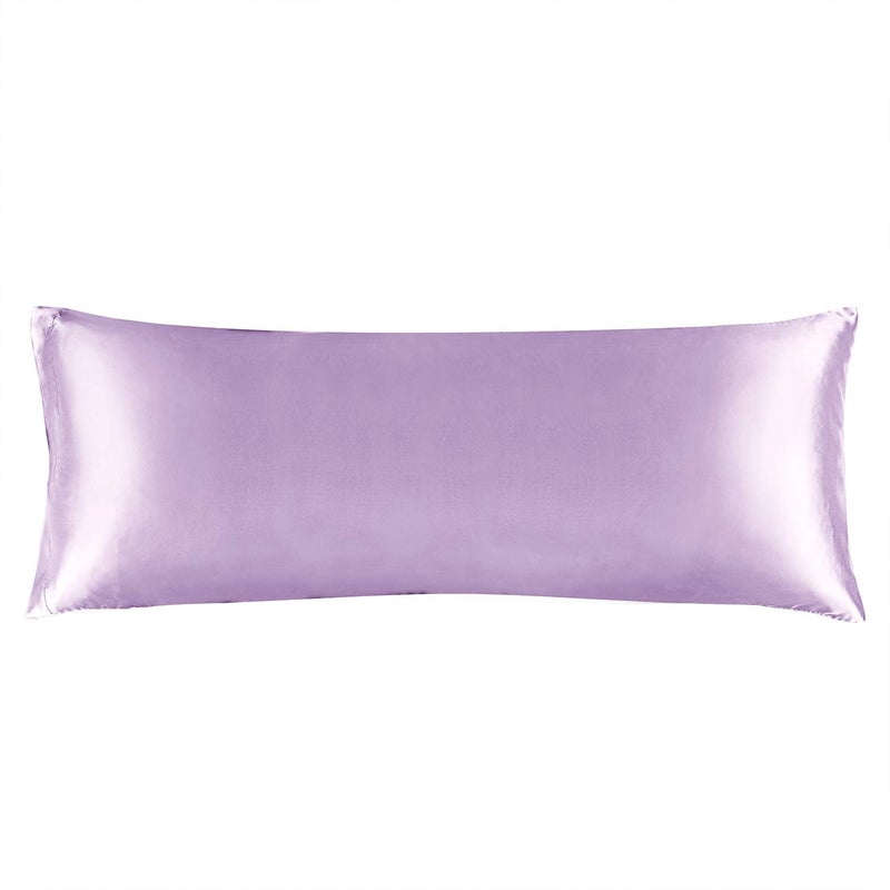 BEDELITE Satin Body Pillow Cover, Super Soft and Cooling Body Pillow Pillowcase for Hair and Skin, Breathable Silky Full Long Pillowcase Cover(20"x54", Lavender) - Image 1