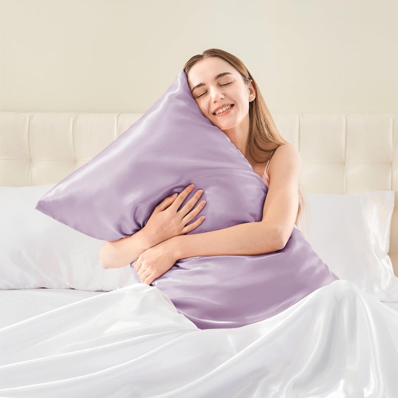 BEDELITE Satin Body Pillow Cover, Super Soft and Cooling Body Pillow Pillowcase for Hair and Skin, Breathable Silky Full Long Pillowcase Cover(20"x54", Lavender) - Image 2