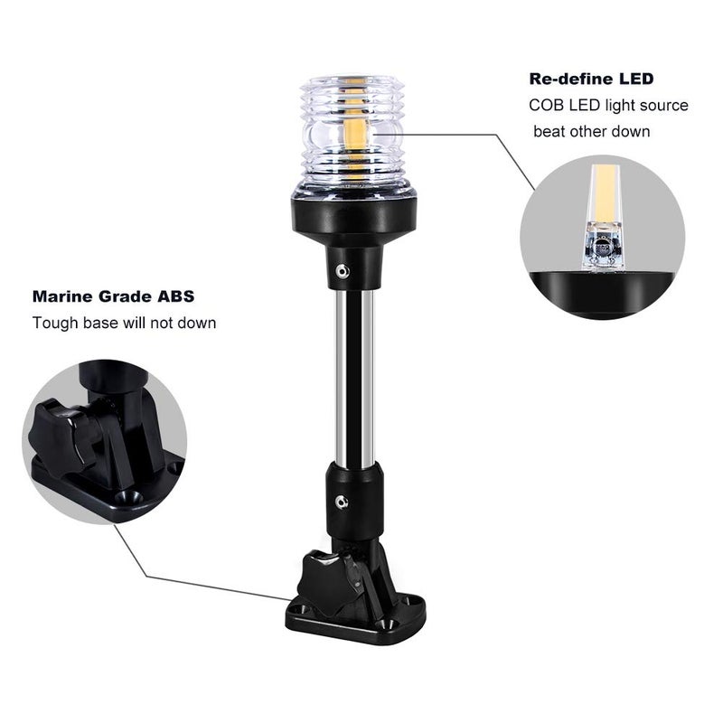 Sebnux White LED Fold Down Boat Stern Light Boat Anchor Light for Pontoon and Fishing Boat (12") - Image 4
