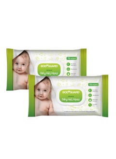 Bodyguard Aloe Vera Based Natural Wet Wipes For Babies With Goodness Of Vitamin E ; Moisturizing Baby Wet Wipes For Baby'S Skin ; Antibacterial Baby Wipes Combo ; 144 Wipes ; Combo Of 2 X 72 Pieces  - Image 2