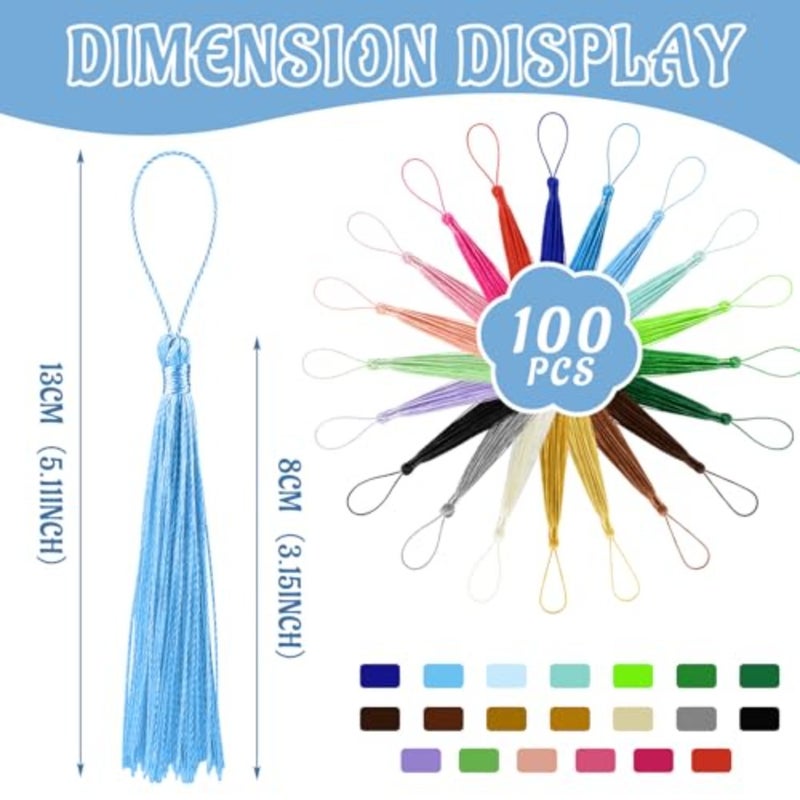 100 Pcs Bookmark Tassels Bulk 20 Colors Soft Craft Silky Handmade Mini Tassels for Jewelry Making with Loops for DIY Craft Accessory Dress tion - Image 2