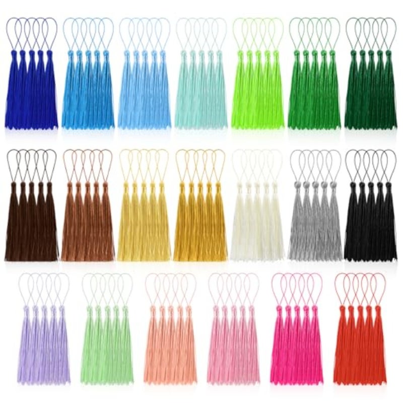 100 Pcs Bookmark Tassels Bulk 20 Colors Soft Craft Silky Handmade Mini Tassels for Jewelry Making with Loops for DIY Craft Accessory Dress tion - Image 1