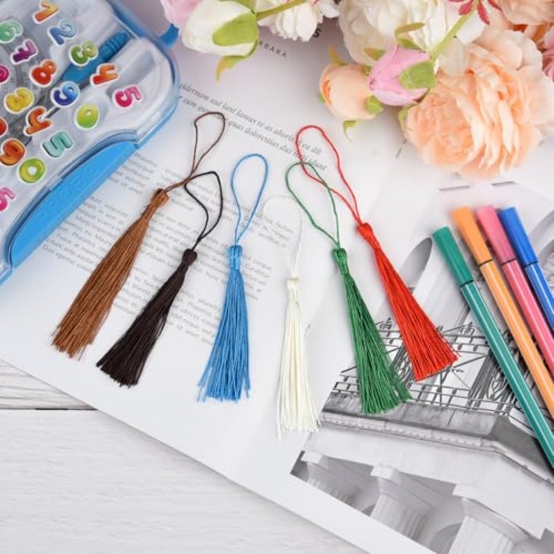 100 Pcs Bookmark Tassels Bulk 20 Colors Soft Craft Silky Handmade Mini Tassels for Jewelry Making with Loops for DIY Craft Accessory Dress tion - Image 5