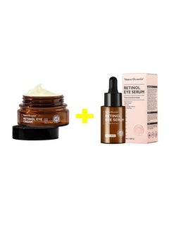Vibrant Glamour 2 in 1 Combo Pack of Retinol Eye Cream & Serum Dark Circles Fade Fine Lines Remove Eye Bags Anti Wrinkle Anti Aging Infused with Retinol Arbutin Vitamin C & E For Women  - Image 1
