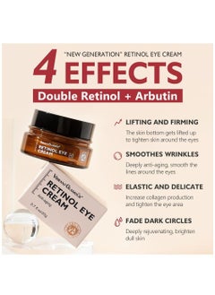 Vibrant Glamour 2 in 1 Combo Pack of Retinol Eye Cream & Serum Dark Circles Fade Fine Lines Remove Eye Bags Anti Wrinkle Anti Aging Infused with Retinol Arbutin Vitamin C & E For Women  - Image 4