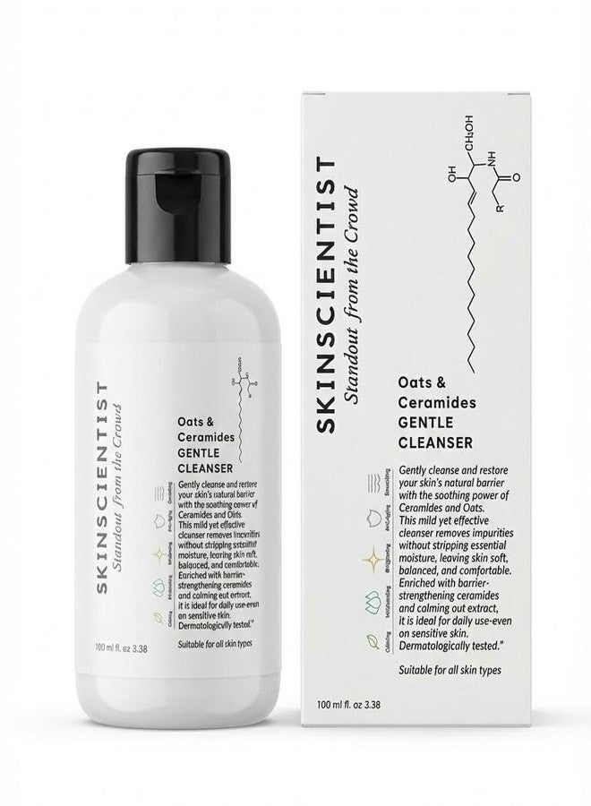 SKIN SCIENTIST غسول الوجه سكين ساينتست للرجال والنساء | منظف الشوفان والسيراميدات | منظف لطيف للاستخدام اليومي لجميع أنواع البشرة | تم اختباره من قبل أطباء الجلدية | 100 مل - Image 1