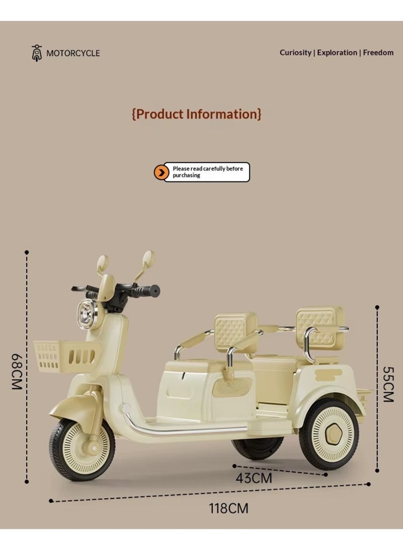 REXA Children's Electric Bike, Double-person Large-sized Motorcycle, Three-wheeler, Remote-controlled Toy Car, Can Seat - Image 5