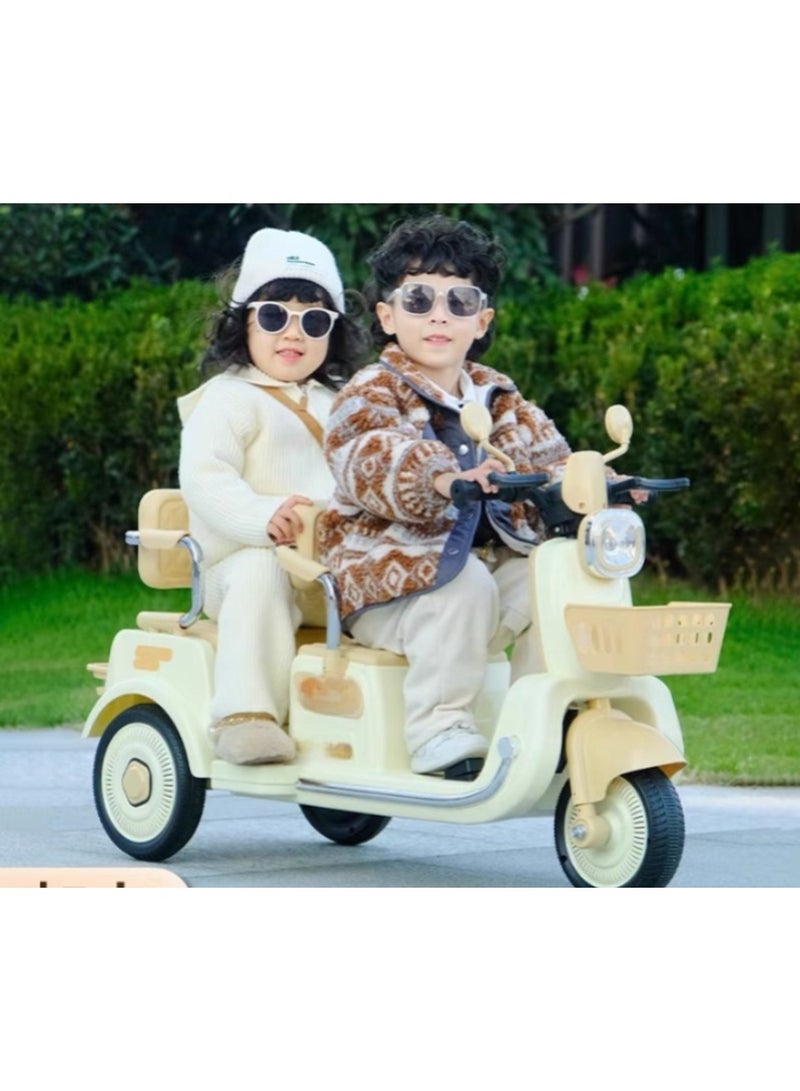 REXA Children's Electric Bike, Double-person Large-sized Motorcycle, Three-wheeler, Remote-controlled Toy Car, Can Seat - Image 4