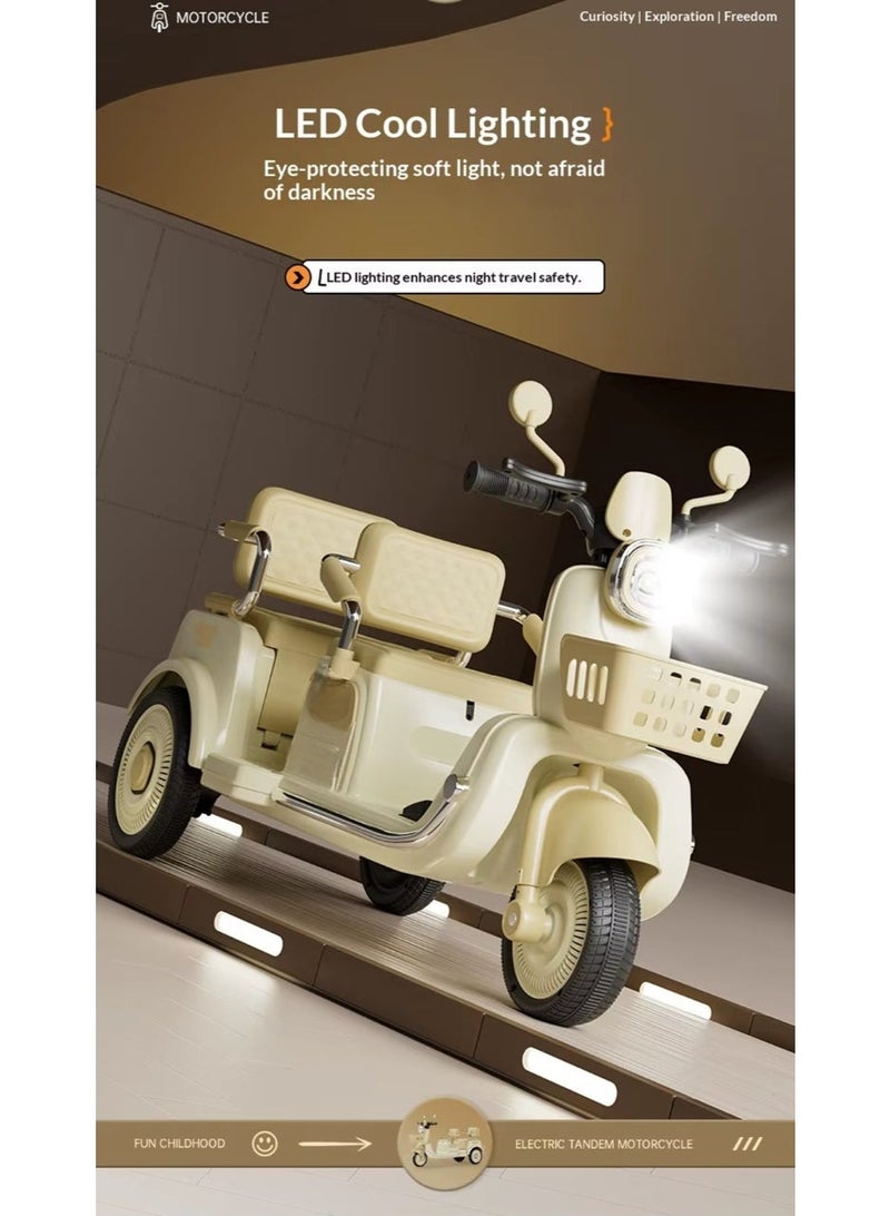 REXA Children's Electric Bike, Double-person Large-sized Motorcycle, Three-wheeler, Remote-controlled Toy Car, Can Seat - Image 5
