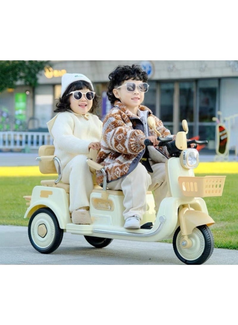 REXA Children's Electric Bike, Double-person Large-sized Motorcycle, Three-wheeler, Remote-controlled Toy Car, Can Seat - Image 1