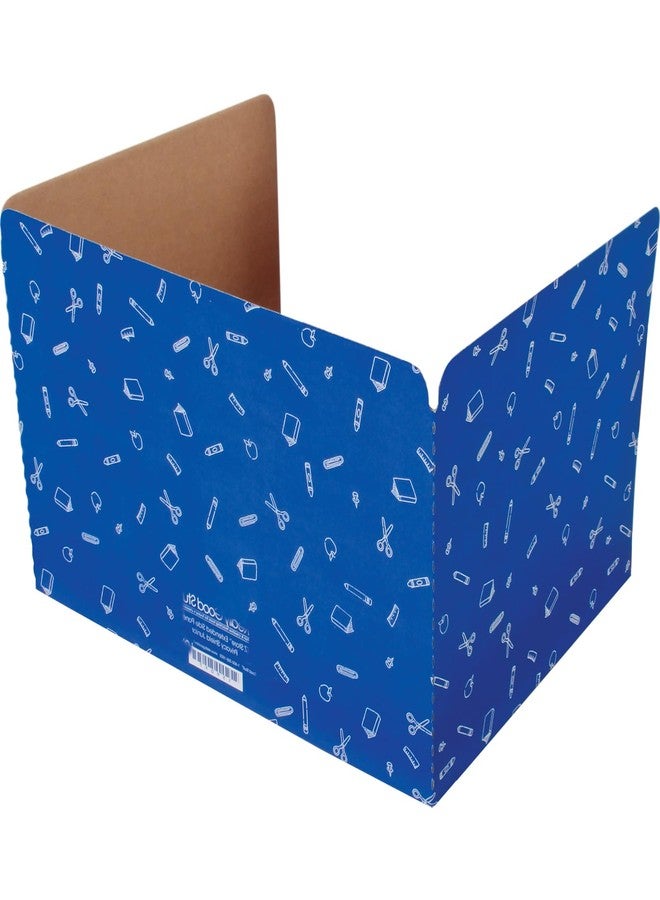 Really Good Stuff - 163200BL Standard Privacy Shields for Student Desks - Set of 12 - Matte - Study Carrel Reduces Distractions - Keep Eyes from Wandering During Tests, Blue with School Supplies Pattern - Image 1
