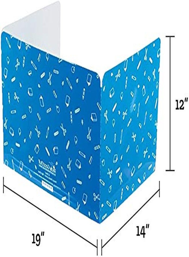 Really Good Stuff - 163200BL Standard Privacy Shields for Student Desks - Set of 12 - Matte - Study Carrel Reduces Distractions - Keep Eyes from Wandering During Tests, Blue with School Supplies Pattern - Image 3