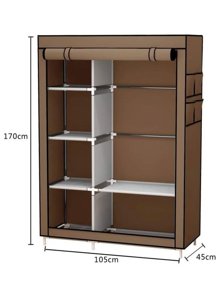 MTL Portable Wardrobe Clothes Storage Organizer, Fabric Wardrobe For Clothing Brown/ Coffee - Image 2