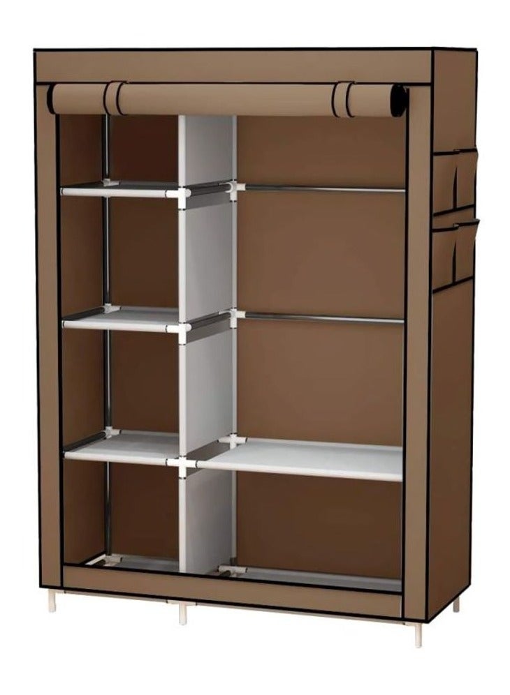 MTL Portable Wardrobe Clothes Storage Organizer, Fabric Wardrobe For Clothing Brown/ Coffee - Image 5