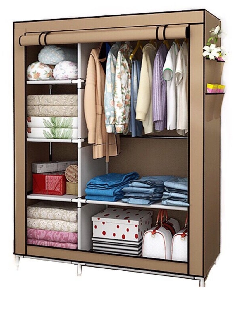 MTL Portable Wardrobe Clothes Storage Organizer, Fabric Wardrobe For Clothing Brown/ Coffee - Image 1