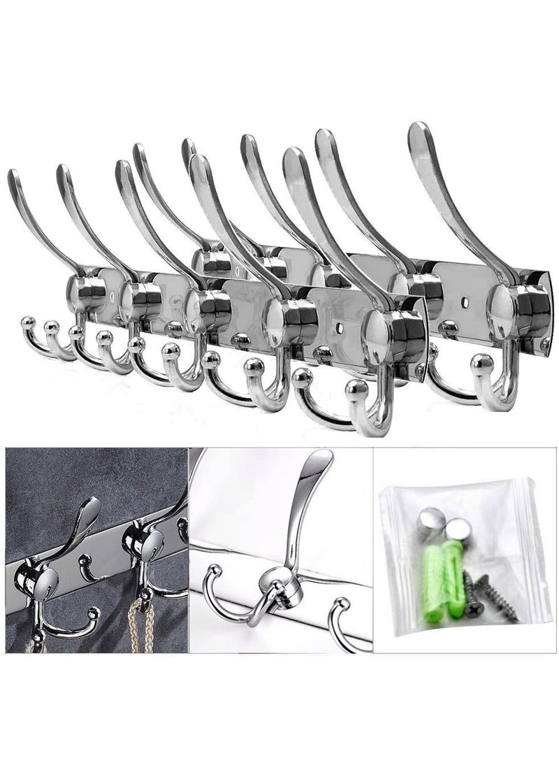 2 Pack Stainless Steel Wall Mount Hook Hanger for Coat Robe Hat Clothes Towel Rack Silver - Image 1
