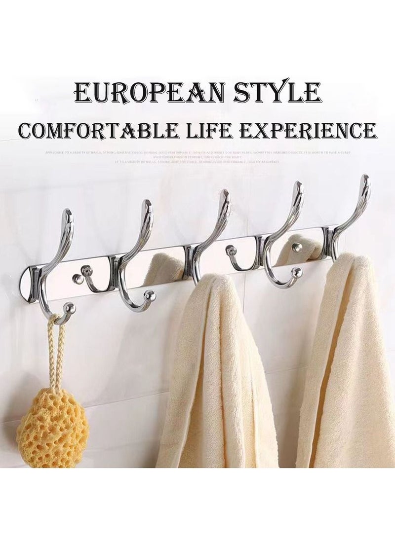 2 Pack Stainless Steel Wall Mount Hook Hanger for Coat Robe Hat Clothes Towel Rack Silver - Image 2