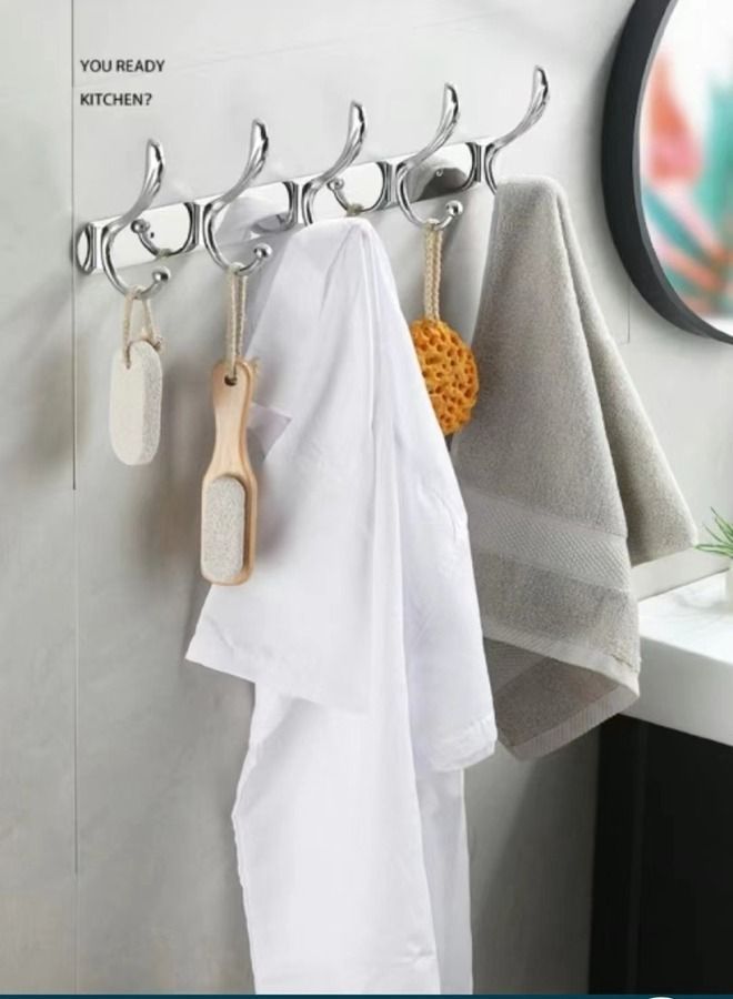 2 Pack Stainless Steel Wall Mount Hook Hanger for Coat Robe Hat Clothes Towel Rack Silver - Image 4