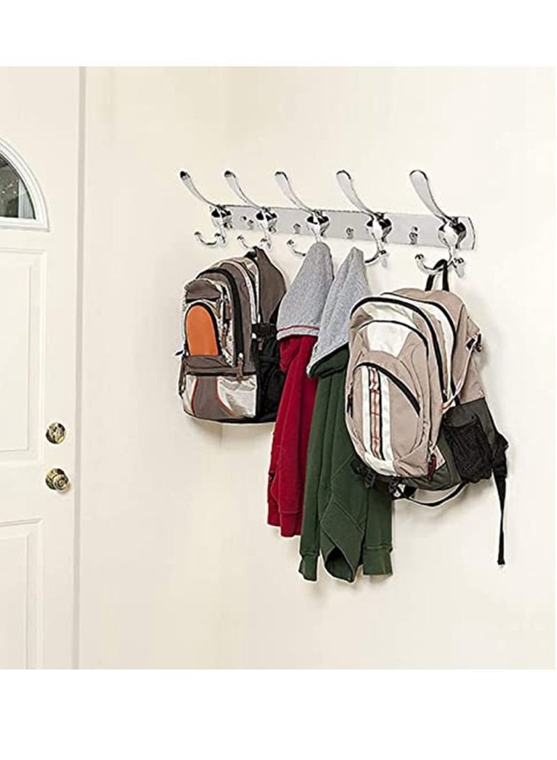 2 Pack Stainless Steel Wall Mount Hook Hanger for Coat Robe Hat Clothes Towel Rack Silver - Image 3