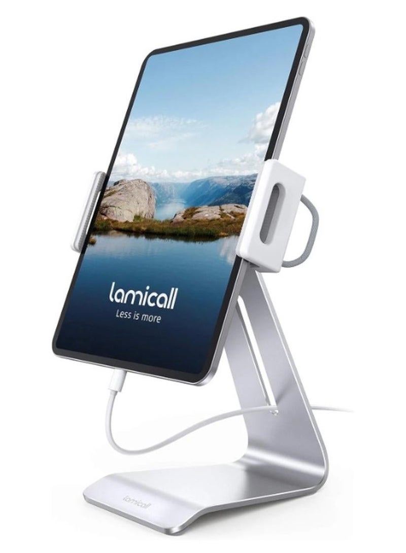 Lamicall Tablet Stand, Adjustable Tablet Holder - Universal 360 Rotation Holder, Stand for Phone, and Tablet - Image 1