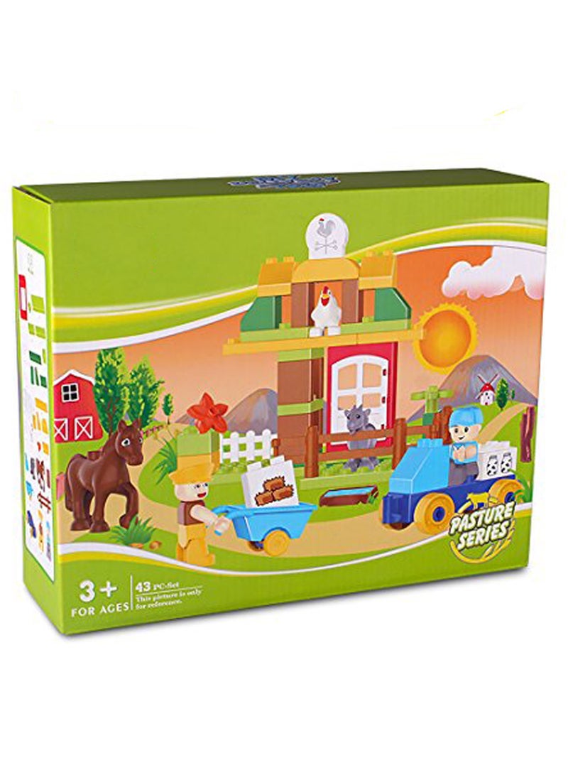 MPDORAS Kids Building Blocks Farm Set 43 Pcs – Mommies Choice Creative Construction Toy with Animals & Figures | Large Bricks Pasture Series Playset for Toddlers 3+ | Educational STEM Learning Kit | Birthday Gift for Boys & Girls - Image 3