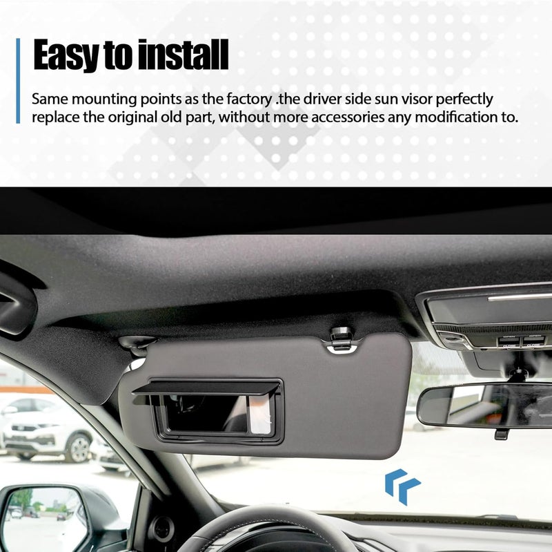 KMBNTU Gray Driver Side Illuminated Sun Visor with Makeup Mirror for Honda CRV 2017-2022 - Image 5