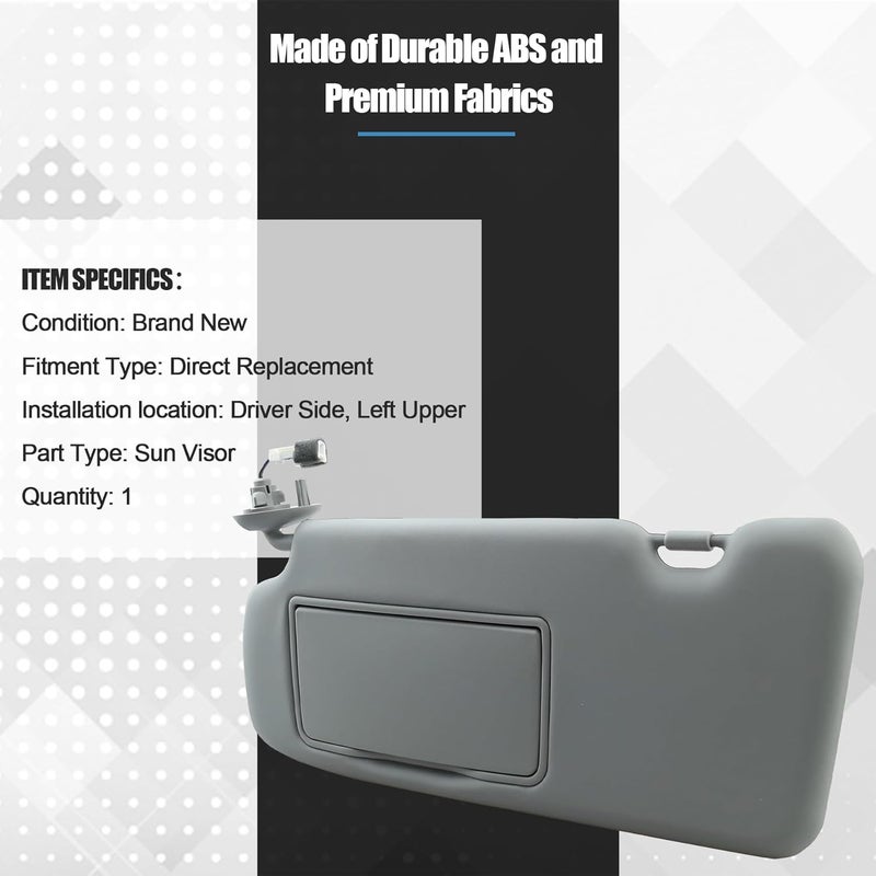 KMBNTU Gray Driver Side Illuminated Sun Visor with Makeup Mirror for Honda CRV 2017-2022 - Image 3