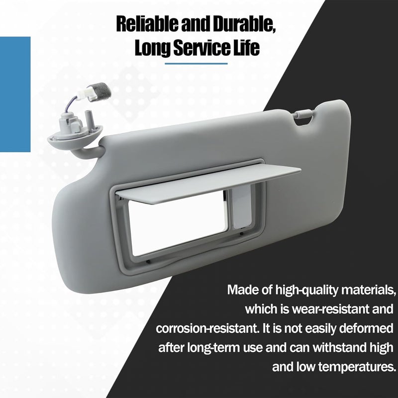 KMBNTU Gray Driver Side Illuminated Sun Visor with Makeup Mirror for Honda CRV 2017-2022 - Image 4
