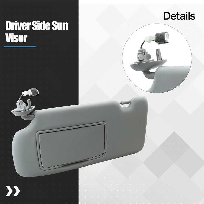 KMBNTU Gray Driver Side Illuminated Sun Visor with Makeup Mirror for Honda CRV 2017-2022 - Image 2