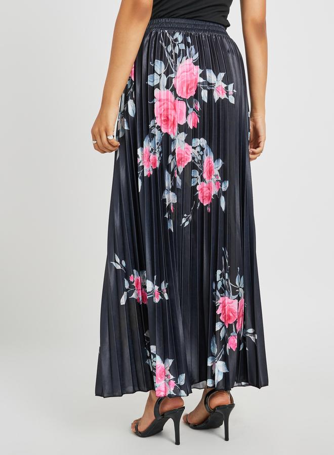 Styli Styli Floral Print Pleated A-Line Maxi Skirt  - Image 4