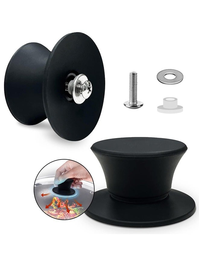 Universal Pot Lid Replacement Knobs - Heat Resistant Silicone Pan Lid Holding Handles, Soft Non-Slip Knob for Kitchen Cookware Lid  Cover (2 Pack Black)  - Image 1