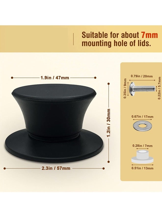 Universal Pot Lid Replacement Knobs - Heat Resistant Silicone Pan Lid Holding Handles, Soft Non-Slip Knob for Kitchen Cookware Lid  Cover (2 Pack Black)  - Image 5