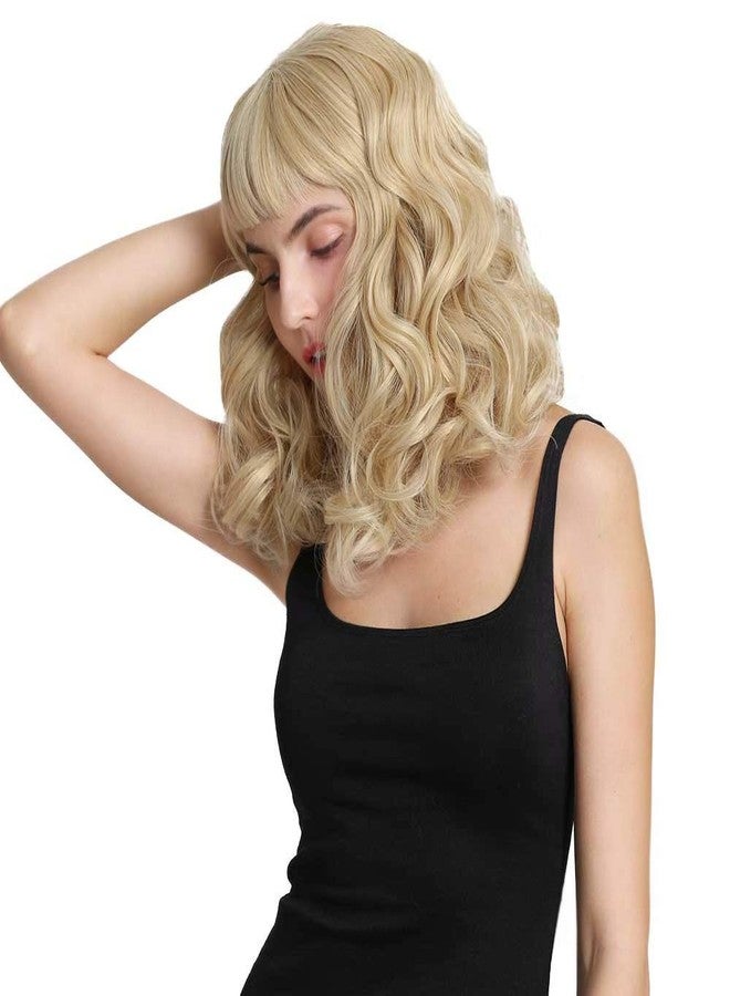 DIFEI Rockabilly Vintage Wig Audrey Hepbum Short Bang Wig Long Finger Wavy Wigs for Women (Blonde) - Image 4