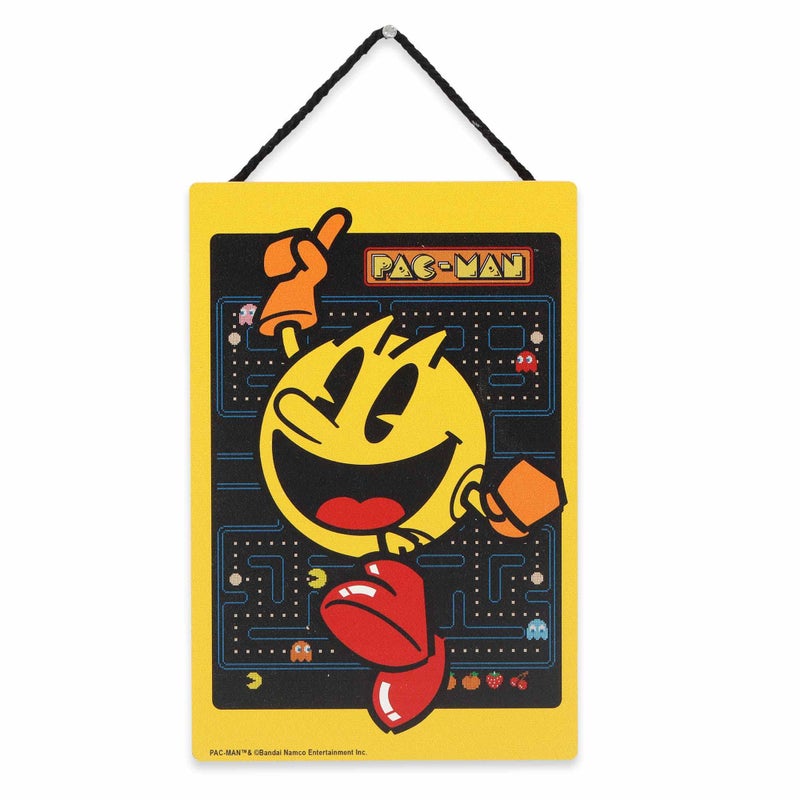 PacMan Jumping Hanging Wood Wall Decor  Fun PacMan Sign for Game Room or Bedroom