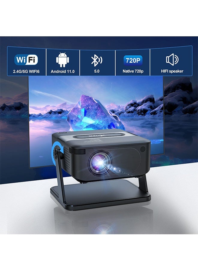 نانو بروجيكتور HD المحمول - دعم 4K - بروجيكتور ذكي مع واي فاي مزدوج النطاق 5G وبلوتوث 5.0 - مسرح منزلي متنقل - متوافق مع أندرويد / iOS / ويندوز / عصا التلفزيون / HDMI / USB ، بروجيكتور محمول دعم 4K ، بروجيكتور فيديو 200 ANSI - Image 2