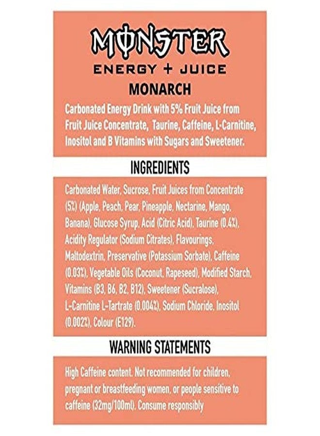 Monster Juiced Monarch Energy Drink, Energy Plus Juice Formula, 500 ml Can, Pack of 3 (Product Of USA) From DECADENT FOODS - Image 4
