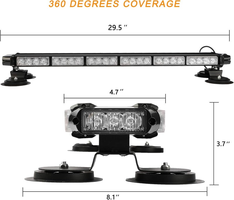 ASPL 29.5" 54 LED Strobe Light Bar Double Side Flashing High Intensity Emergency Warning Flash Strobe Light with Magnetic Base for Safety Construction Vehicles Tow Trucks Pickup (Green/White) - Image 3