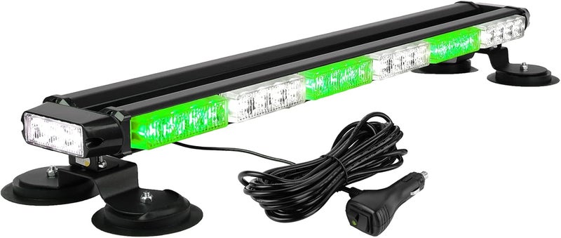 ASPL 29.5" 54 LED Strobe Light Bar Double Side Flashing High Intensity Emergency Warning Flash Strobe Light with Magnetic Base for Safety Construction Vehicles Tow Trucks Pickup (Green/White) - Image 1