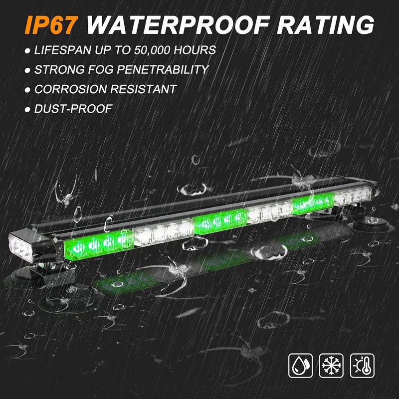 ASPL 29.5" 54 LED Strobe Light Bar Double Side Flashing High Intensity Emergency Warning Flash Strobe Light with Magnetic Base for Safety Construction Vehicles Tow Trucks Pickup (Green/White) - Image 5