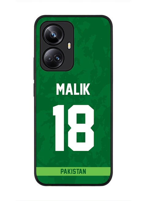 Cover for Realme 10 Pro Plus 5G Case , Rugged Black Slim fit Flexible Thin Protective Phone Cases - Player Name - Shoaib Malik, Jersey Number- 18