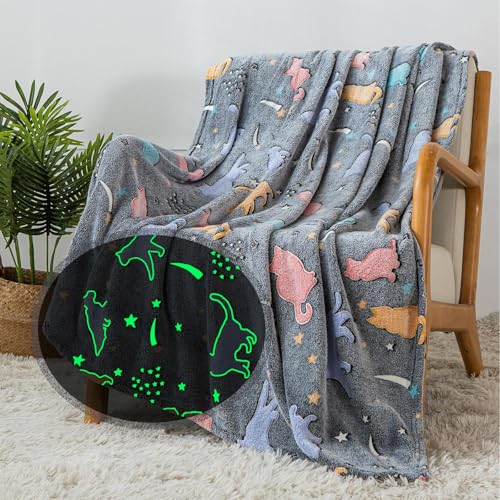 Sviuse Glow in The Dark Cat Blanket for Women Cat Themed Gifts for Girls Fleece Kitty Pattern Blanket Cute Fuzzy Blanket with Cats on It (50"x60", Cat 9) - Image 1