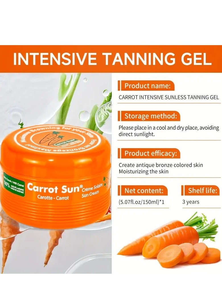 Tanning Accelerator Cream Carotene Intensive Papaya Tanning Gel – Natural Extract Sun Cream Tanning Lotion for All Skin Types – Tan Lotion with Carrot Oil for Even Beautiful Skin Coloring (SPF0) 350ML