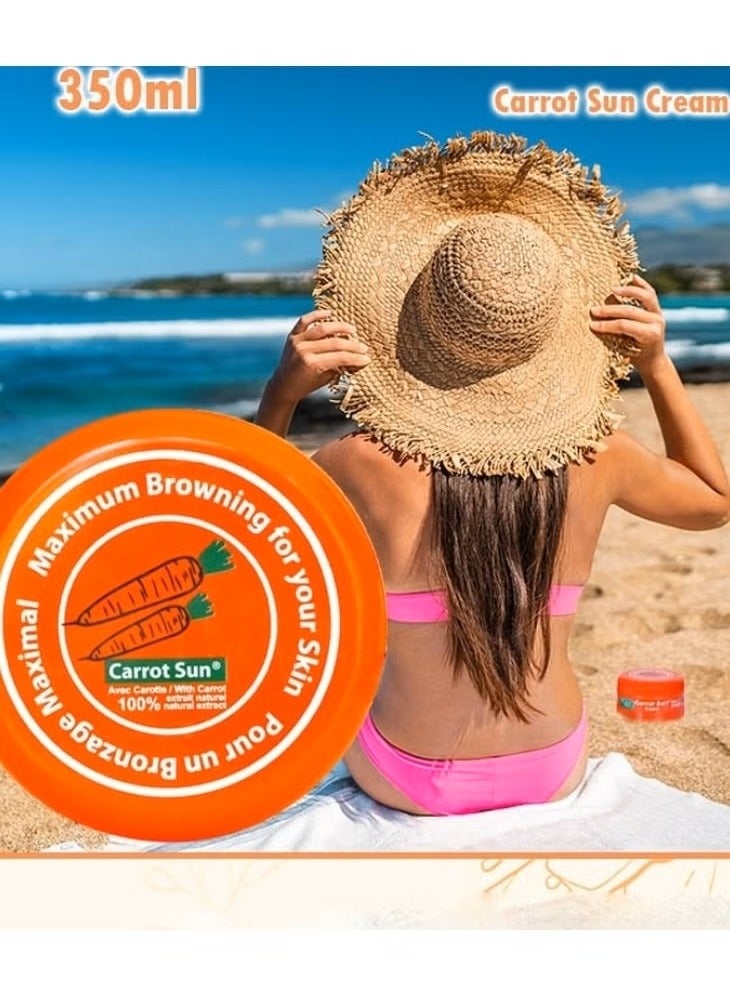 Tanning Accelerator Cream Carotene Intensive Papaya Tanning Gel – Natural Extract Sun Cream Tanning Lotion for All Skin Types – Tan Lotion with Carrot Oil for Even Beautiful Skin Coloring (SPF0) 350ML